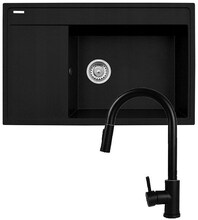 Valamu Pyramis Camea (79x50) 1B 1D R, must + segisti IDEA Black Edition - 070168502BE
