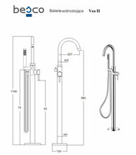 Põrandal seisev vannisegisti Besco Veo II BW-VII-CZ, must