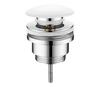 Valamu äravoolukork Sapho Click-Clack CV1002C, 64 mm, keraamika, läikiv kroom, valge