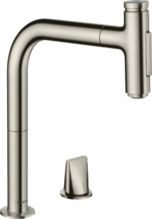 Köögisegisti Hansgrohe Metris Select M71 73818800, väljatõmmatava voolikuga, roostevaba teras