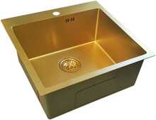 Roostevabast terasest valamu Euroliux D5050HG GOLD, 500 x 500 x 200 mm, sifooniga
