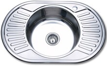Roostevabast terasest valamu Euroliuks D7750A, 770 x 500 x 180 mm, parem, sifooniga