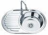 Roostevabast terasest valamu BE Prekinio Ženklo D7750P, 770 x 500 x 180 mm, vasak, sifooniga