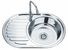 Roostevabast terasest valamu BE Prekinio Ženklo D7750P, 770 x 500 x 180 mm, vasak, sifooniga