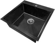 Roostevabast terasest valamu D5050H, black/satin, sifooniga, 1.0 mm