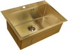 Roostevabast terasest valamu Euroliux D6045HG GOLD, 600 x 450 x 210 mm, sifooniga