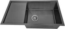 Roostevabast terasest valamu Euroliux D7844H, 78 x 44 cm, must, sifooniga