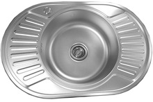 Roostevabast terasest valamu Euroliuks D7750A, 770 x 500 x 180 mm, vasak, dekor, sifooniga