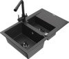 Graniidist köögivalamu Mexen Gaspar 6507-76-671600-70-B, 73 x 47 x 17.7 cm, must/must, segisti ja sifooniga