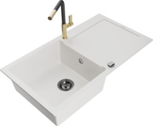 Graniitköögivalamu Mexen Leo 6501-20-670401-57-B, 90 x 50 x 19 cm, valge, segisti ja sifooniga