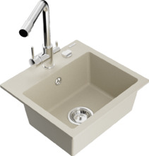 Graniidist köögivalamu Mexen Milo 6505-69-671600-00, 43.5 x 41 x 17.1 cm, beež, koos segisti ja sifooniga