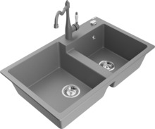 Graniidist köögivalamu Mexen Tomas 6516-71-670700-71, 80 x 50 x 19 cm, hall, segisti ja sifooniga
