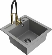 Graniidist köögivalamu Mexen Vito 6503-71-73450-57-B, 52 x 49 x 21 cm, hall, koos segisti ja sifooniga