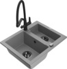 Graniidist köögivalamu Mexen Carlos 6518-71-671701-70-B, 58.2 x 47.5 x 17.7 cm, hall/must, segisti ja sifooniga