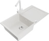 Graniidist köögivalamu Mexen Leo 6501-20-671600-20, 90 x 50 x 19 cm, valge, koos segisti ja sifooniga