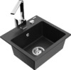 Graniidist köögivalamu Mexen Milo 6505-73-670300-00, 43.5 x 41 x 17.1 cm, must/hõbe metallic, koos segisti ja sifooniga