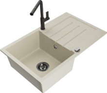 Graniidist köögivalamu Mexen Bruno 6513-69-670401-70-B, 79 x 49 x 20 cm, beež, segisti ja sifooniga