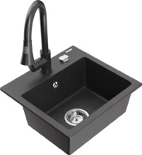Graniitköögivalamu Mexen Milo, 43 x 41 x 17.1 cm, black granite, segisti ja sifooniga