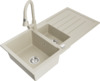 Graniidist köögivalamu Mexen Andres 6515-69-670101-69, 100 x 50 x 20 cm, beige, koos segisti ja sifooniga