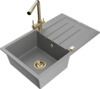 Graniidist köögivalamu Mexen Bruno 6513-71-671600-50, 79.5 x 49.5 x 20 cm, hall/gold, koos segisti ja sifooniga