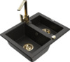 Graniidist köögivalamu Mexen Carlos 6518-75-670300-50, 58 x 47 x 17.7 cm, must/kuldne metallic, segisti ja sifooniga