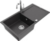 Graniidist köögivalamu Mexen Leo 6501-76-670700-00, 90 x 50 x 19 cm, must täpiline, koos segisti ja sifooniga