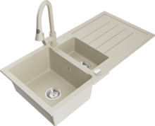 Graniidist köögivalamu Mexen Andres 6515-69-670101-69, 100 x 50 x 20 cm, beige, koos segisti ja sifooniga