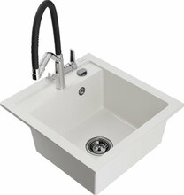 Graniidist köögivalamu Mexen Vito 6503-20-671701-07-B, 52 x 49 x 21 cm, valge/must/kroom, segisti ja sifooniga