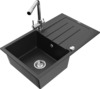 Graniidist köögivalamu Mexen Bruno 6513-73-671600-00, 79.5 x 49.5 x 20 cm, metallic black/sliver/chrome, segisti ja sifooniga