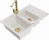 Graniidist köögivalamu Mexen Gaspar 6507-20-670300-50, 73 x 47 x 17.7 cm, valge/kuldne, segisti ja sifooniga
