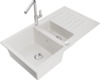 Graniidist köögivalamu Mexen Matias 6502-20-670401-00, 90 x 50.5 x 20 cm, valge/kroom, segisti ja sifooniga
