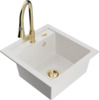Graniidist köögivalamu Mexen Vito 6503-20-670101-50, 52 x 49 x 21 cm, valge/gold, segisti ja sifooniga