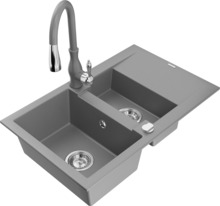 Graniidist köögivalamu Mexen Gaspar 6507-71-672601-71, 73 x 47 x 17.7 cm, hall, segisti ja sifooniga