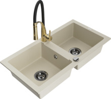 Graniidist köögivalamu Mexen Mario 6504-69-73450-57-B, 82 x 43.6 x 16.1 cm, beež, segisti ja sifooniga