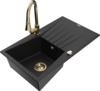 Graniidist köögivalamu Mexen Cesar 6514-77-670101-50, 77 x 47 x 20 cm, must/gold, koos segisti ja sifooniga