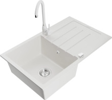 Graniidist köögivalamu Mexen Bruno 6513-20-670200-20, 79 x 49 x 20 cm, valge, koos segisti ja sifooniga
