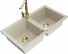 Graniidist köögivalamu Mexen Mario 6504-69-670300-50, 82 x 43.6 x 16.1 cm, beež, koos segisti ja sifooniga