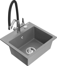 Graniidist köögivalamu Mexen Milo 6505-71-671701-07, 43.5 x 41 x 17.1 cm, hall/must/kroom, segisti ja sifooniga