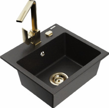 Graniidist köögivalamu Mexen Milo 6505-75-670300-50, 43 x 41 x 17.1 cm, must/kuldne metallic