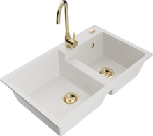 Graniidist köögivalamu Mexen Tomas 6516-20-670200-50, 80 x 50 x 19 cm, valge, segisti ja sifooniga