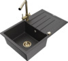 Graniidist köögivalamu Mexen Bruno 6513-76-671600-50, 79.5 x 49.5 x 20 cm, black granite/gold, segisti ja sifooniga