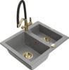 Graniidist köögivalamu Mexen Carlos 6518-71-671701-57-G, 58.2 x 47.5 x 17.7 cm, hall/must/kuldne, segisti ja sifooniga