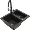 Graniidist köögivalamu Mexen Carlos 6518-75-672601-70-B, 58.2 x 47.5 x 17.7 cm, metallic must/kuldne, segisti ja sifooniga