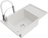 Graniidist köögivalamu Mexen Elias 6511-20-73450-02, 79.5 x 48 x 20 cm, valge, koos segisti ja sifooniga
