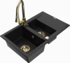Graniidist köögivalamu Mexen Gaspar 6507-77-670101-50, 73.7 x 47.5 x 17.7 cm, must/gold, segisti ja sifooniga