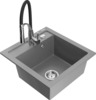 Graniidist köögivalamu Mexen Vito 6503-71-73450-07, 49 x 52 x 21 cm, hall/must/chrome, koos segisti ja sifooniga