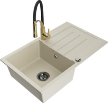 Graniidist köögivalamu Mexen Bruno 6513-69-73450-57-B, 79 x 49 x 20 cm, beež, segisti ja sifooniga