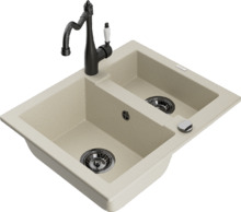 Graniidist köögivalamu Mexen Carlos 6518-69-670700-70, 47.5 x 58.2 x 17.7 cm, beež, koos segisti ja sifooniga