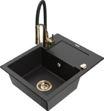 Graniidist köögivalamu Mexen Enzo 6506-73-73450-57-G, 57.6 x 46.5 x 17.4 cm, must/hõbe metallic, segisti ja sifooniga
