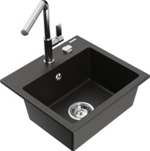 Graniitvalamu Mexen Milo 6505-75-670401-00, 43 x 41 x 17.1 cm, must/kuldne metallic, segisti ja sifooniga